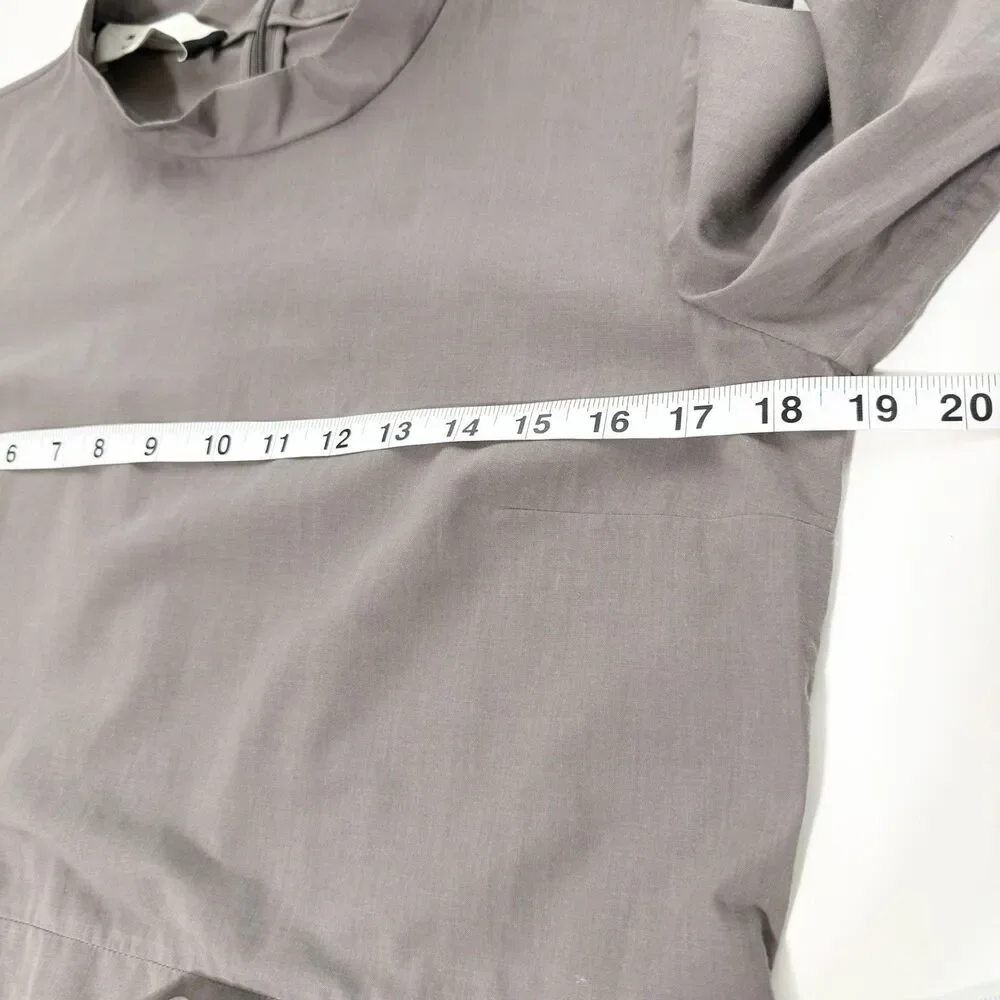 Marni Mock Neck Cotton Top Gray Peplum 3/4 Sleeve Minimalist Size 42 - Picture 9 of 10